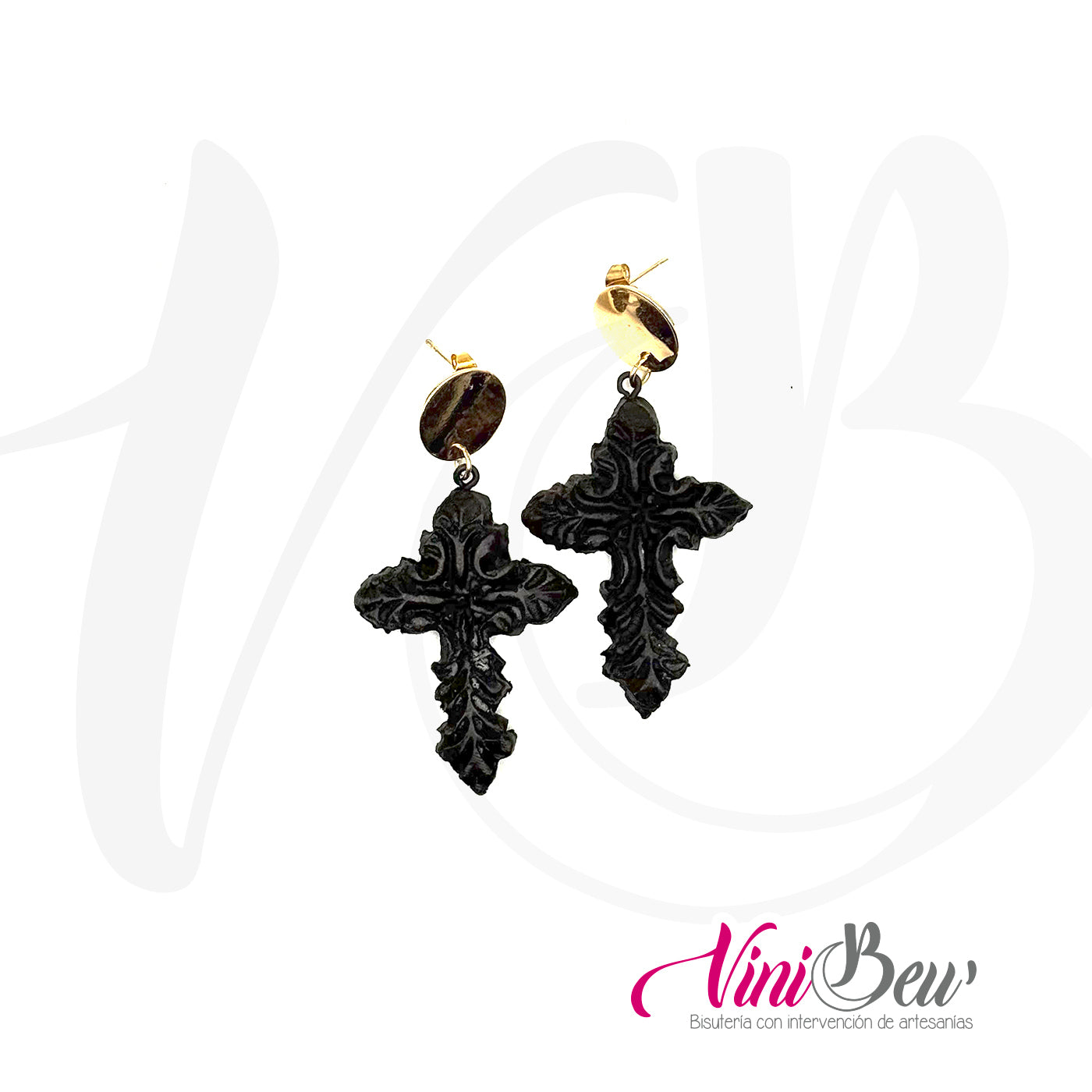 Aretes Cruz de Barro Negro
