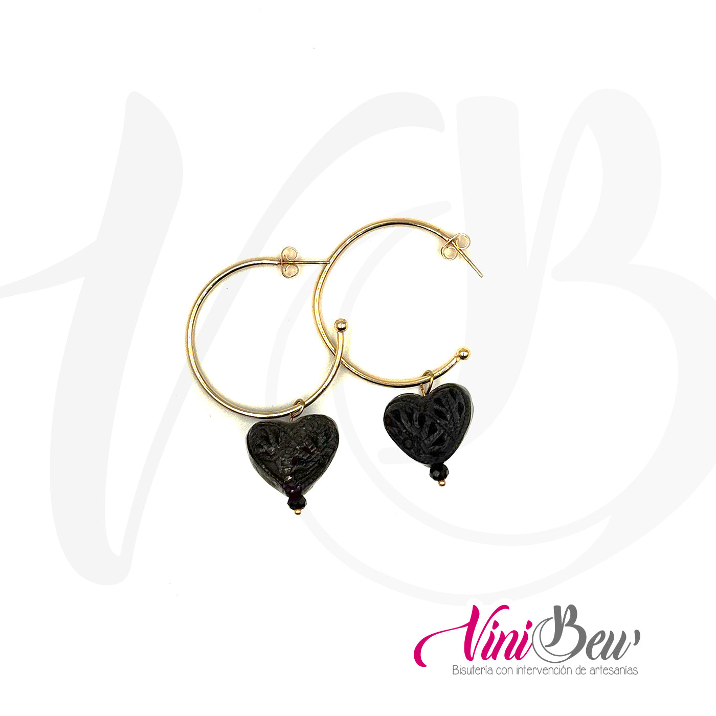 Aretes de Barro Negro con chapa