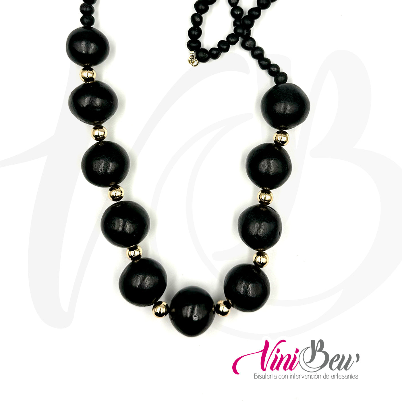 Collar Esferas de Barro Negro
