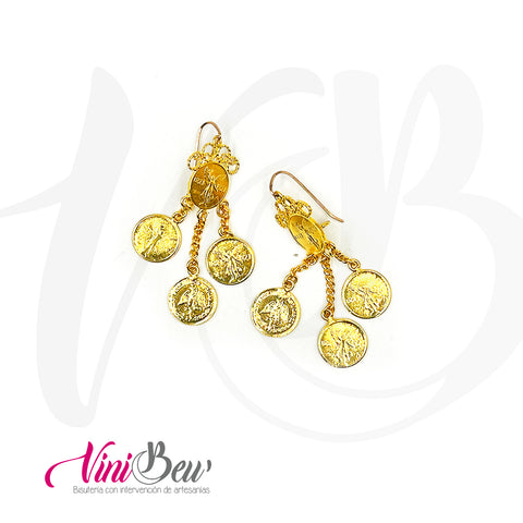Aretes Cascada Moneda Filigrana