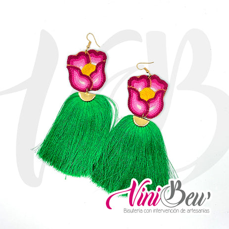 Aretes Maxi Flor Bordado del Istmo