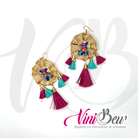 Aretes Carrizo con Alebrije Mini