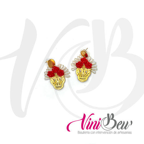 Aretes calavera de chapa con resplandor