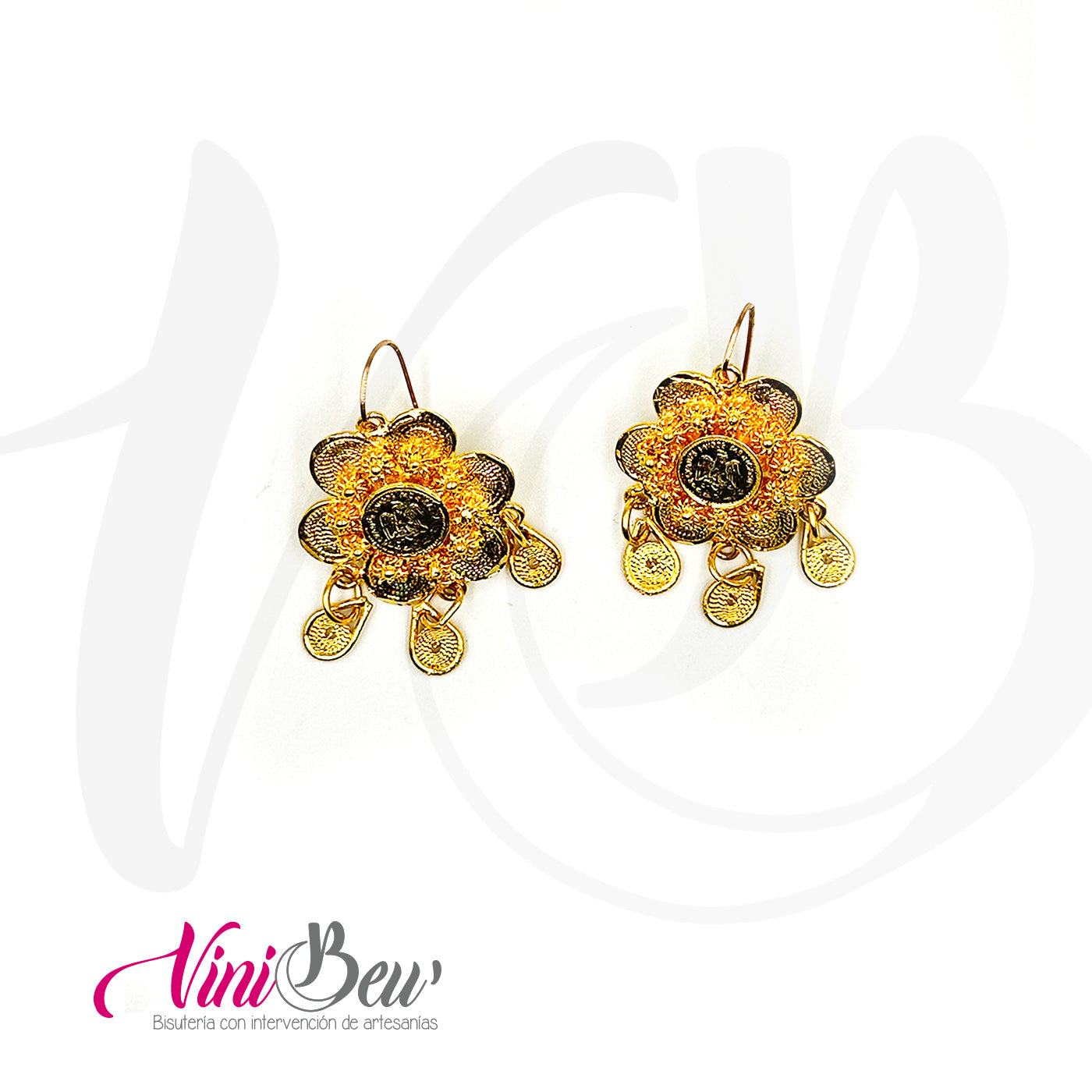 Aretes Flor Moneda Filigrana