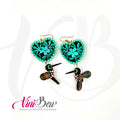 Aretes Corazón Bordado con Colibrí