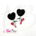 Aretes Corazón Bordado con Colibrí