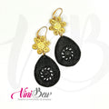 Aretes Gota de Barro Negro con Filigrana
