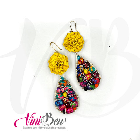 Aretes flor de palma con gota petates (copia)