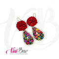Aretes flor de palma con gota petates