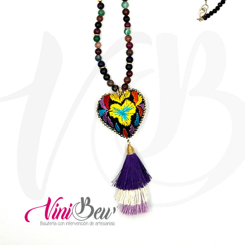 Collar Corazón Bordado Triple
