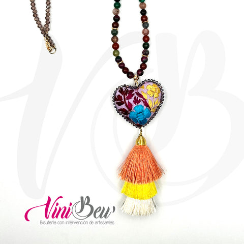 Collar Corazón Bordado Triple