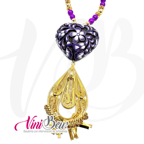 Collar Corazón Calado con Filigrana