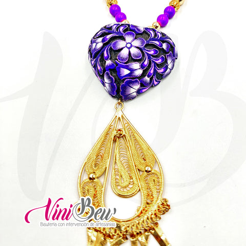 Collar Corazón Calado con Filigrana