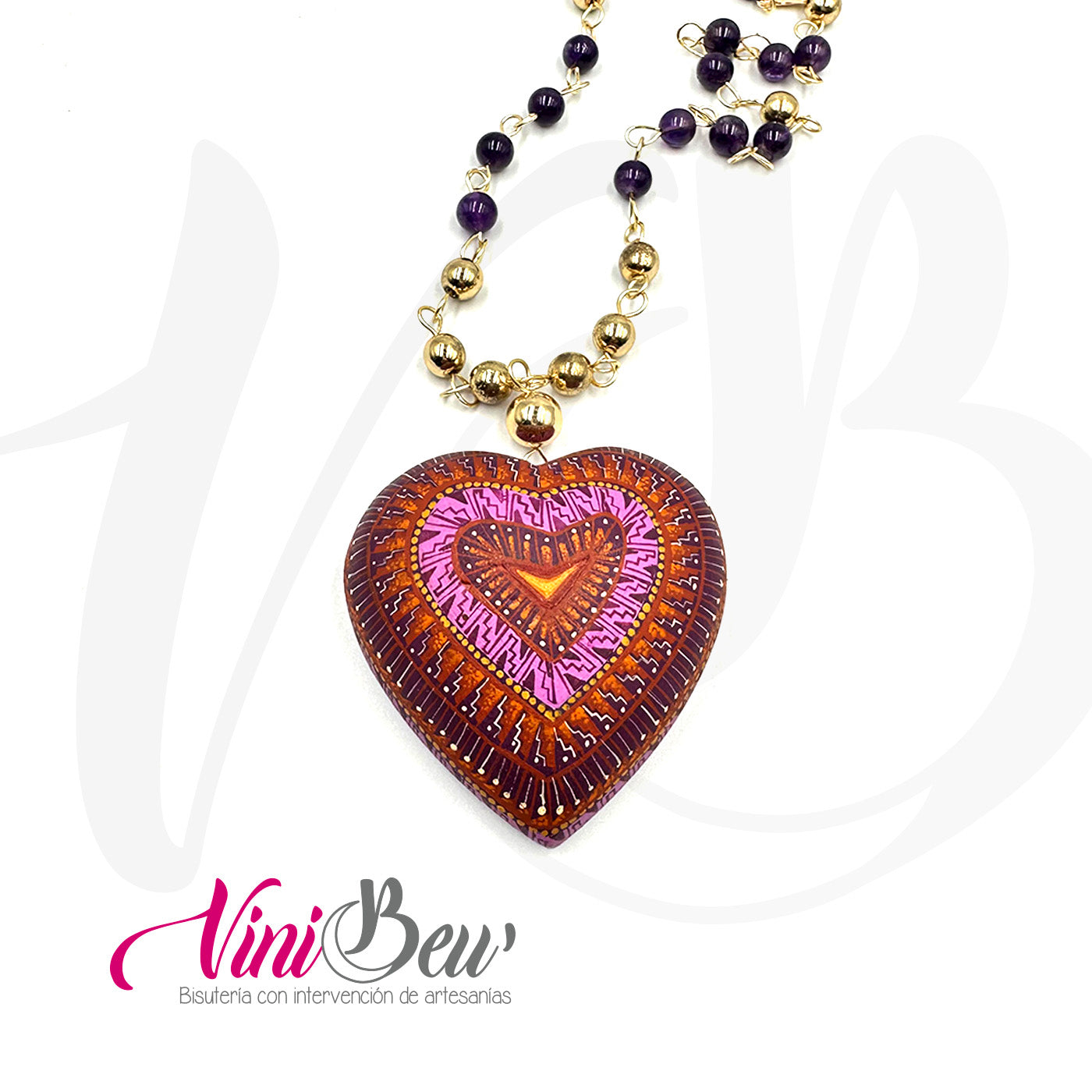 Collar de ágatas con Corazón Grecas