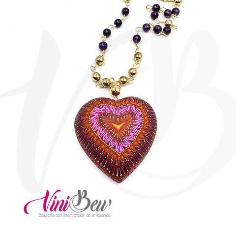 Collar de ágatas con Corazón Grecas