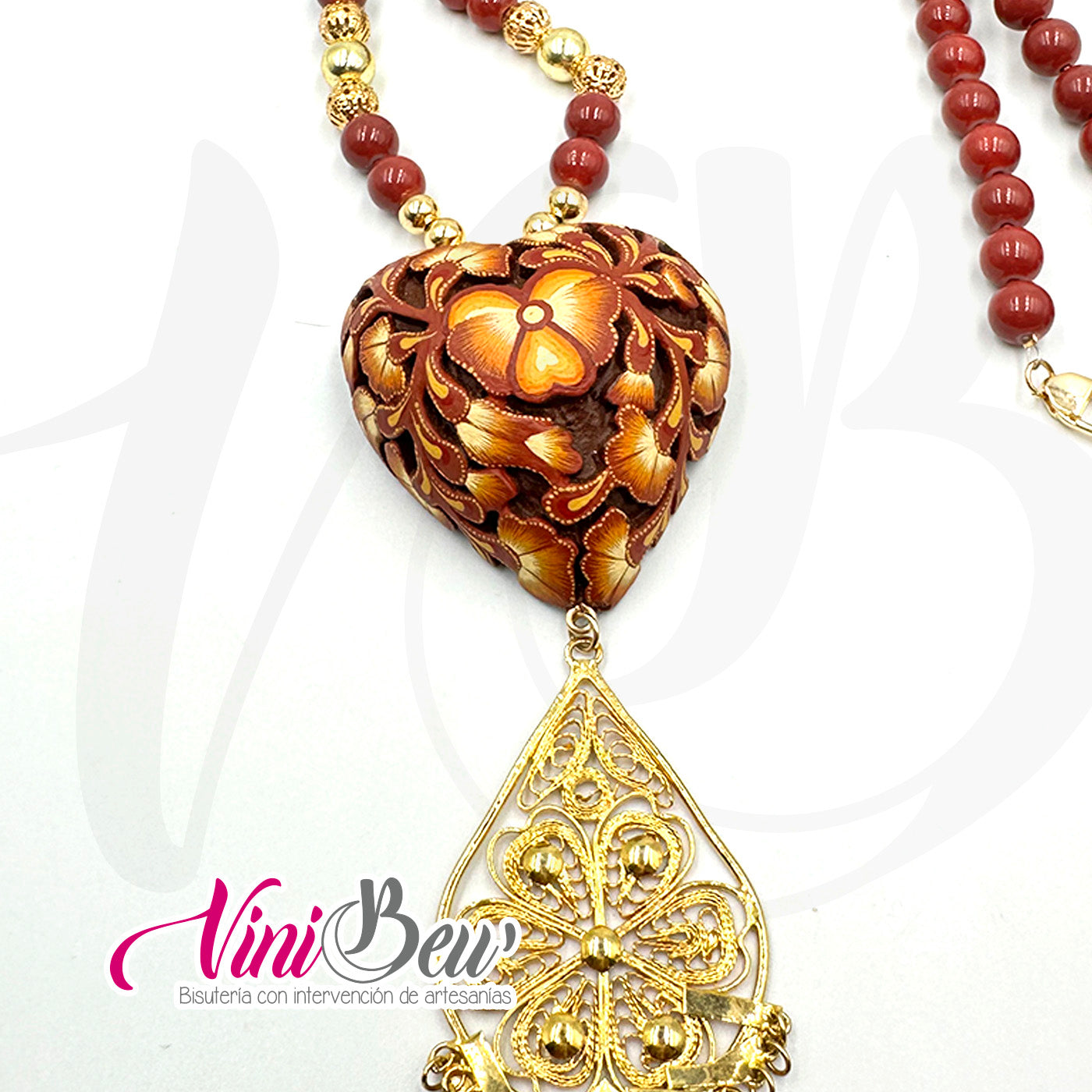 Collar Corazón calado con filigrana