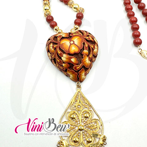Collar Corazón calado con filigrana