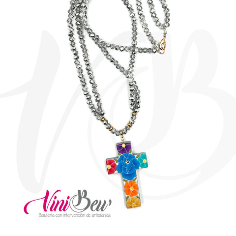 Collar con cruz alebrije del Istmo