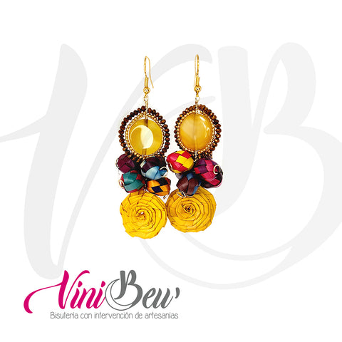 Aretes Flor de petate con racimo de petatitos