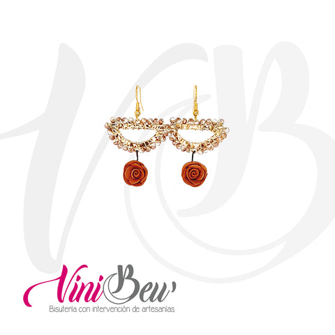 Aretes Flor de Barro Rojo