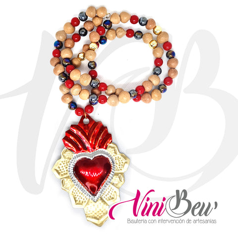 Collar Corazón de Hojalata Dorada
