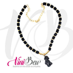 Collar Osito de Barro Negro